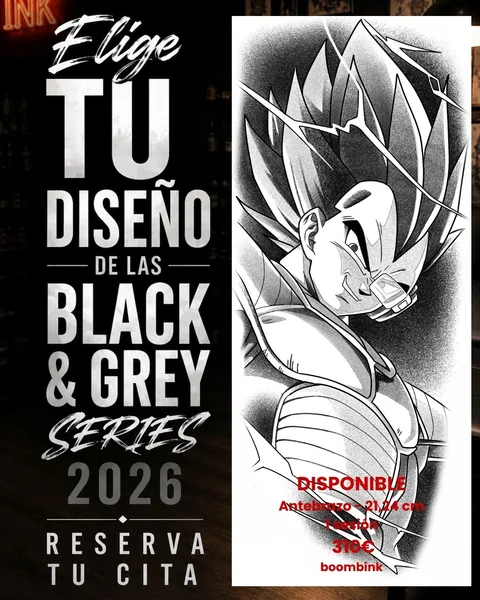 Diseño Vegeta de perfil, diseño de referencia de Black & Grey Series.