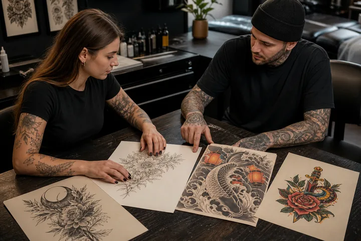 Consulta para comparar distintos estilos de tatuaje mediante diseños originales.
