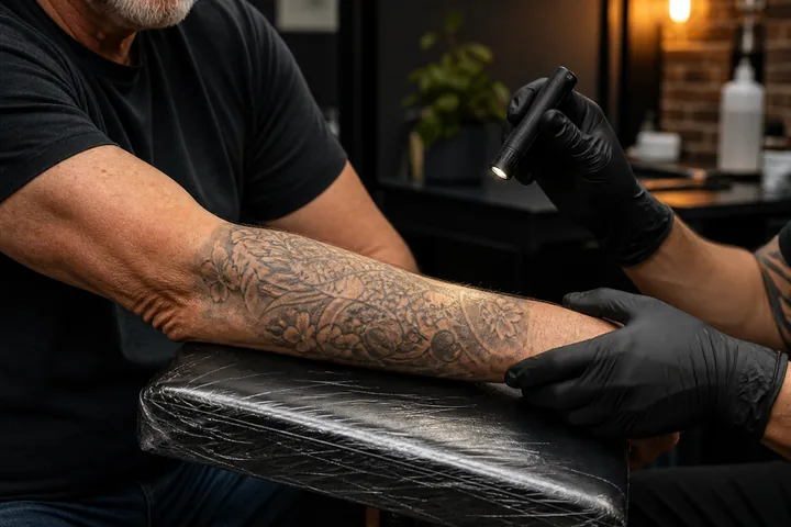Valoración del envejecimiento de un tatuaje sobre piel madura.