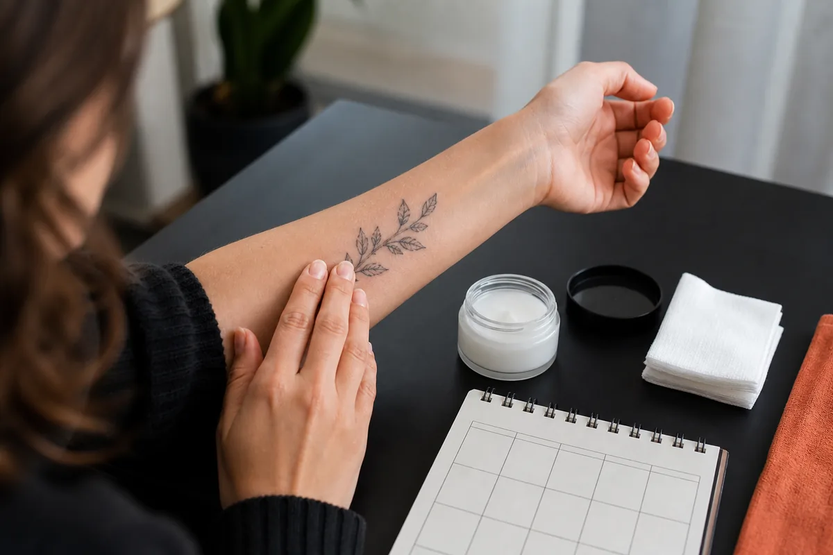 Seguimiento de las fases de curación de un tatuaje pequeño.