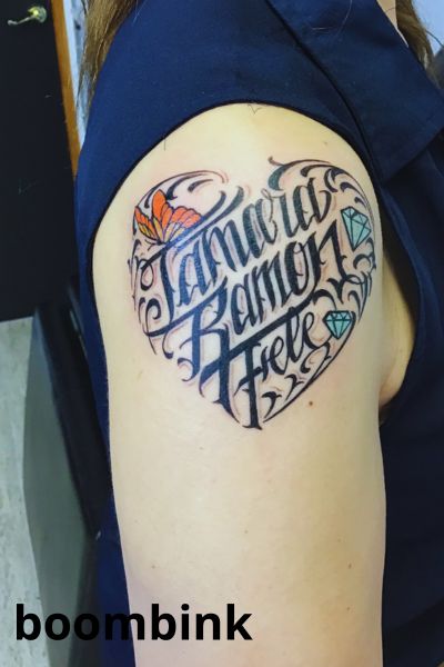 Tatuaje lettering en black and grey realizado en Boombink.