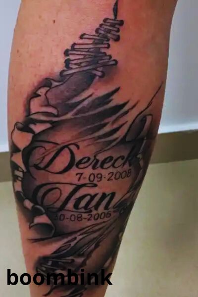 Tatuaje lettering con composición vertical realizado en Boombink.